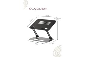 Resim Leaf Shop 2 Tüm Modellerle Uyumlu Metal Kolay Ayarlanır Katlanabilir Siyah Laptop Standı Yükseltici Laptop Sehpası 