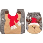Resim Ulzyvf Noel Temalı Tuvalet Kılıfı Ve Halı - Renkli Banyo Aksesuarı 