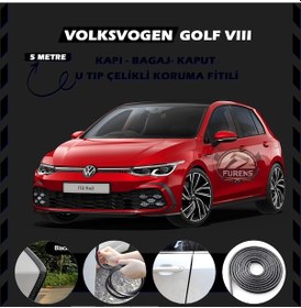 Resim Volksvogen Golf 8 Oto Araç Kapı Koruma Fitili 5metre Parlak Siyah Renk 