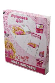 Resim BEREN Prenses Çalışma Masası, Oyun Aktivite Masası, Kız Çocuk Pembe Masa Sandalye Seti 