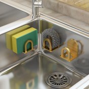 Resim 2 adet Metal süngerlik, Matkap Gerektirmeyen Duvara Monte Mutfak Lavabo Sepeti, Karbon Çelik Tel Top Kapak Depolama Düzenleyici 