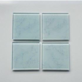 Resim Decorita Cam Bardak Altlığı Klasik Mermer Desenli 4'lü Takım 10 x 10 CM Çok Renkli 