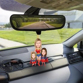 Resim Anne Ve Kızları Super Hero Araba Dikiz Ayna Süsü 