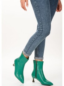Resim Gold Ince Topuklu Yeşil Kadın Bot Yeşil 