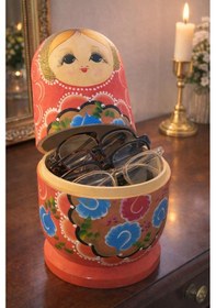 Resim Otantik Matruşka Ahşap Takı Kutusu 26x12 Cm Dekoratif Etnik Takı Saklama & Salon Masa Üstü Obje 26 Cm 