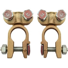 Resim Teltree 12/24v Araç Aküsü Bakır Terminali, Güvenli Montajlı Altın Renkli Pil Bağlantı Kolu 2 Adet 