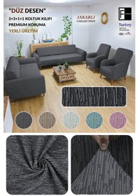 Resim Jakarlı 3 3 1 1 Antrasit Lastikli Kanepe Örtüsü Lastikli Koltuk Örtüsü Koltuk Kılıfı Takımı Beyaz Gri 