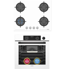 Resim Simfer Steam Master 8245 + 3654 Beyaz 2'li Ankastre Set 