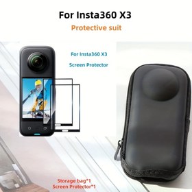 Resim Insta360 X3 Koruyucu Ekran Koruyucu ve Saklama Çantası Seti, Parlak 4H Sertlik, Termoplastik Poliüretan, 1/4" Tripod Bağlantı Uyumluluğuna Sahip Düşmeye Karşı Gövde Kılıfı 