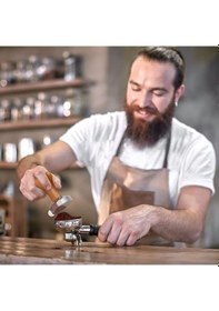 Resim Kahve Tamperi Koyu Ceviz Ahşap Sap Tabanlı Espresso Tamperi 53 Mm 
