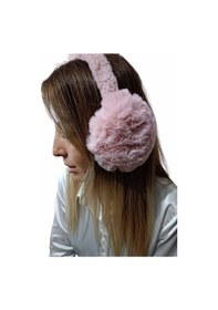 Resim Katlanabilir Peluş Tüylü Kulaklık Taç - Pembe 