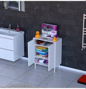 Resim Modilayn Söke Küçük Alanlar İçin Mükemmel 55 X 75 X 32,5 Cm Lik 1 Kapaklı 3 Göz Raflı, Dar Banyolarda Bile Size Ekstra Depolama Alanı Sağlar. Beyaz 