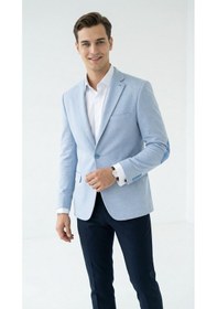 Resim Plus Scorpion Erkek Kolu Yamalı Blazer Ceket Bebe Mavi Renk, İtalyan Kesim Şık Ve Modern Tasarım Bebe Mavisi 
