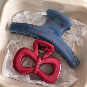 Resim 2 adet Retro Mavi Polka Dot ve Kırmızı Kurdele Saç Tokaları - Parlak Bitişli, Beyaz ve Siyah Noktalı, Dayanıklı Kore Saç Aksesuarları Günlük Kullanım İçin, Moda Saç Aksesuarları|Kurdele Saç Tokası|Parlak Bitişli, Sevimli Saç Aksesuarları 
