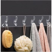 Resim Neler Geldi Neler 6'lı Yapışkanlı Şeffaf Duvar Askısı Banyo Mutfak Düzenleyici Askı Pratik Kanca Askılık 