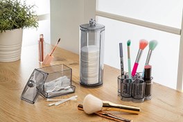 Resim 3'lü Organizer Set Makyaj Malzemesi Düzenleyici (Pamukluk-Fırçalık-Kalem-Ruj) homprime