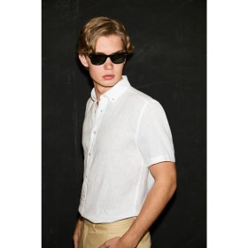 Resim U.S. Polo Assn. Erkek Beyaz Kısa Kollu Keten Gömlek 50321257-VR013 