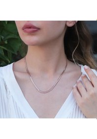 Resim Rose Gold Kaplama İtalyan Zincir Gümüş Set 