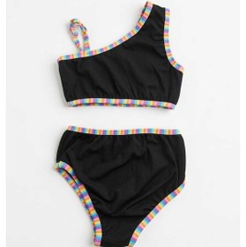Resim Beniizle Lyrax Baskılı Kız Çocuk Bikini Takımı Siyah 