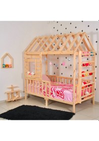 Resim Markaawm Markaawm Montessori Çocuk Yatak Raf Çam 90X190 Karyola Menekşe Akçaağaç 