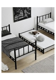 Resim Missidea Zambak Ayrılabilir & Yavrulu Çok Fonksiyonlu Metal Ranza Siyah 90x190 90 x 190 