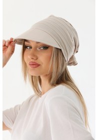 Resim Safari Bağlamalı Bej Siperli Bandana Vizör Bej 