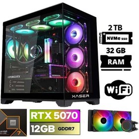 Resim Xaser Lexus X70 Ryzen 7 7700 32GB Ddr5 Ram 2tb M.2 Nvme SSD 12GB RTX5070 Sıvı Soğutmalı Oyuncu Bilgisayarı 