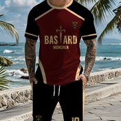 Resim Erkek 3D Baskılı Futbol Forması ve Şort Takımı - Rahat Yuvarlak Yaka, Hafif Esnek Kumaş, Normal Kalıp, Bahar/Yaz/Sonbahar Sporları ve Hafta Sonu Aktiviteleri için İdeal 