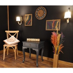 Resim Wooding Çekmeceli Masif Antrasit Komodin Yan Sehpa (548590072) 