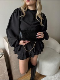 Resim NİSSEA.CO Siyah Clutch Zincirli Nicole Çanta 