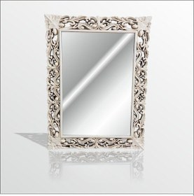 Resim 45X60Cm Eskitme Rustik İşlemeli Krem Boy Banyo Duvar Salon Aynası Krem 