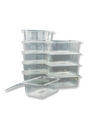 Resim Home 100 Adet plastik sızdırmaz kap 2000 gr cc 2kg kullan at tek kullanımlık plastik kapaklı kase 