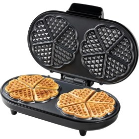 Resim Çift Kalp Waffle Makinesi, 1200W, Yapışmaz Kaplama, Bej Renk, Eğlenceli ve Lezzetli Waffle Lar Için 