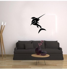 Resim Köpek Balığı Folyo Sticker 70cm Uzunluk Siyah 