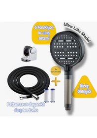 Resim Yeni Duş Seti Patlamaz Hortumlu Kireç Önleyici Özellikli Siyah 