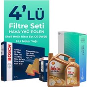 Resim Bosch Volvo S60 1.5 Benzin Filtre Bakım Seti Shell Motor Yağlı (2015-2018) 4 Lü 
