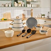 Resim Karaca x Refika Birgül Swiss Crystal 15 Parça Tencere Seti Creamy 