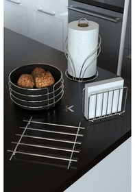 Resim Karteya Lüx Paslanmaz Ekmek Sepeti Ve Servis Sunum Seti Havluluk Peçetelik Nihale Ekmeklik 4'lü Gümüş 