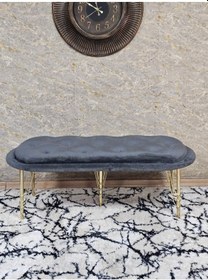Resim Zafir Ufo Oturak Bench - Gold Kaplama Telli Ayak - Oturak - Bench - Puf - Yatak Ucu Pufu Füme 