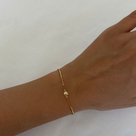 Resim 925 gümüş çubuk detay mini güneş bileklik - Gold 