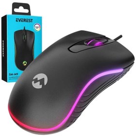 Resim Pazarcan Everest Sm-M9 1000 Dpı Usb Rgb Rainbow Ledli Siyah 3D Optik Led Mouse 