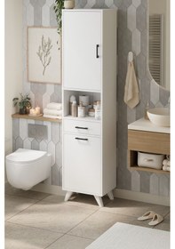 Resim Bofigo Çok Amaçlı Dolap Banyo Dolabı Kirli Çamaşır Sepeti Dolabı Şelale Beyaz 