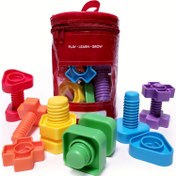 Resim 20 Parça Çocuklar İçin İnce Motor Becerileri Geliştirme Oyuncakları, Şekil ve Renk Eşleştirme Yapı İnşaat Oyunu 