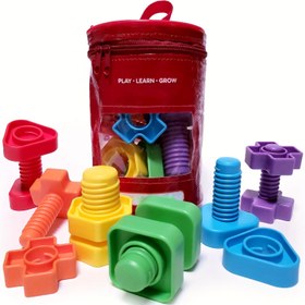 Resim 20 Parça Çocuklar İçin İnce Motor Becerileri Geliştirme Oyuncakları, Şekil ve Renk Eşleştirme Yapı İnşaat Oyunu 