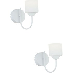 Resim Esila Beyaz Boyalı Tekli Duvar Lambası 2'li Aplik Seti Beyaz 