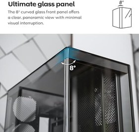 Resim MONTECH HS02 PRO, ATX Mid-Tower PC Kasası, Oyun Bilgisayarı, Yüksek Hava Akışı, Ters Çevrilebilir Düzen, Sağlam Kavisli Temperli Cam Ön Panel, 5x ARGB PWM Fan Önceden Yüklenmiş, Gömme Tasarım, Aletsiz 