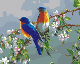 Resim Sayılarla Boyama Seti - Daldaki Kuşlar - 60x75 