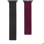 Resim Apple Watch 42mm Uyumlu Kordon Suni Deri Yumuşak Soft Yüzey KRD-52 Kayış Siyah-Kırmızı 