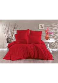Resim Vionetta Ranforce % 100 Pamuk Kırmızı Düz Renk 2 Yastıklı Tek Kişilik Nevresim Takımı Kırmızı 