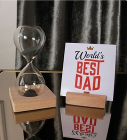 Resim Babalar Günü'ne Özel Mıknatıslı Kum Saati Ahşap & Özel Notluk 